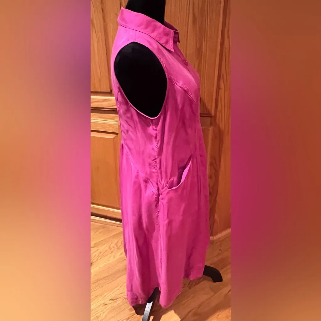 Soft Surroundings Cascade Sleeveless Shirt Dress in Fuchsia Size Medium - Image 5