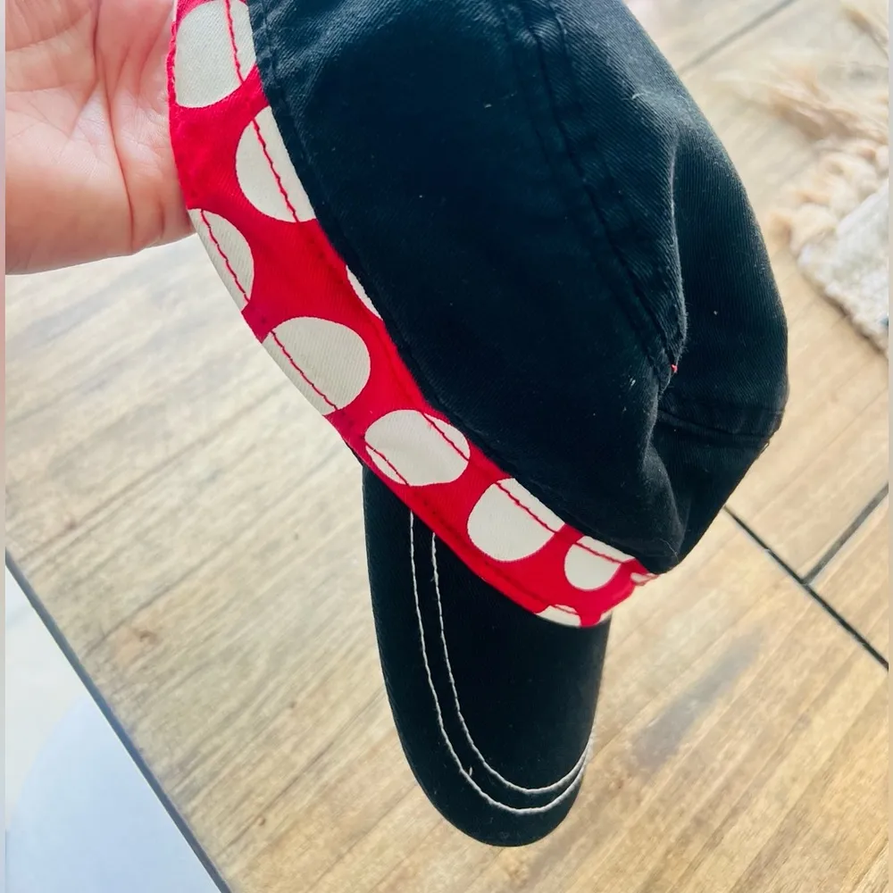 Disney Parks Hat Minnie Mouse Black Red Bow Polka Dot Rhinestones Adult Adjusts - Image 6