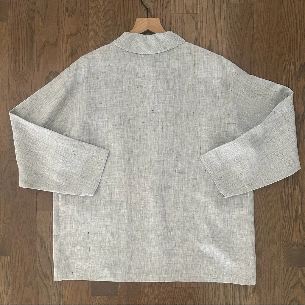 Vintage Single Button 100% Linen Chore Jacket in Heather Grey Blue 6 / Medium - Image 7