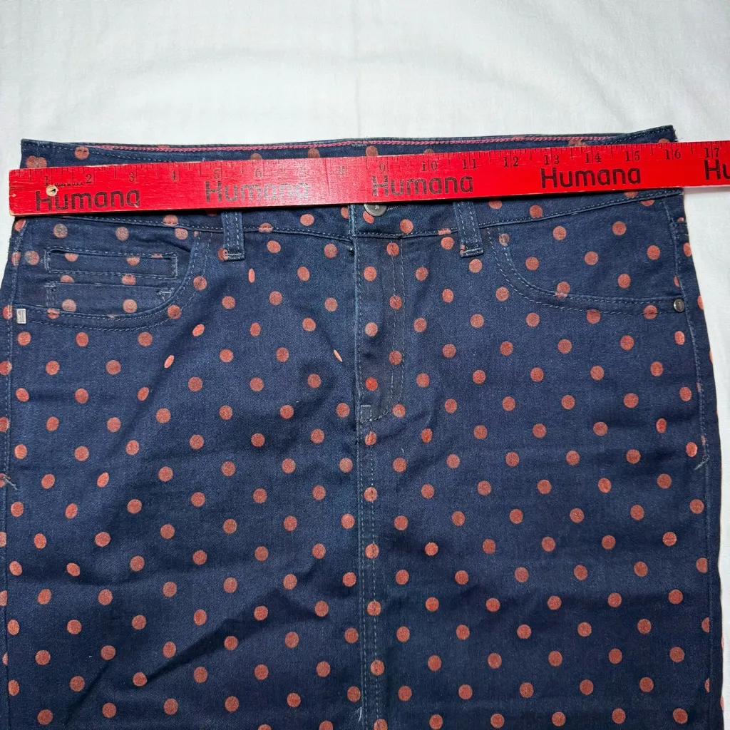 PILCRO & the Letterpress 28 Blue Denim Polka Dots Pencil Skirt Anthropologie - Image 4