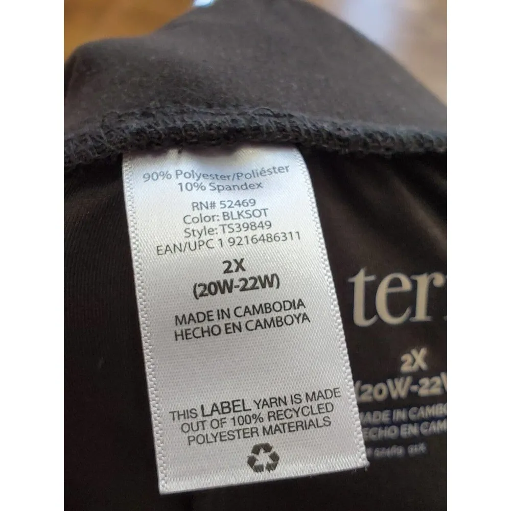 Terra & Sky Women Solid Black Polyester Comfort Waist Knee Length Skirt Size 2X - Image 9