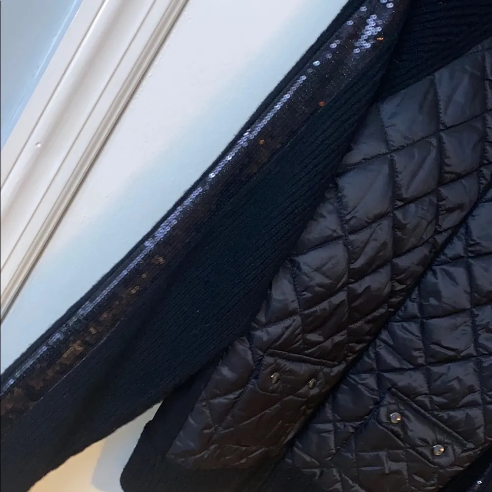 Black Quilted Jacket with Sequin Details - Image 5