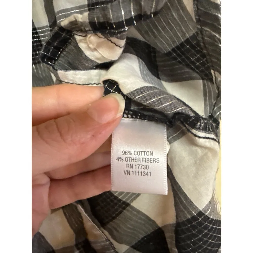 Converse One Star Black & White Plaid Button-Up Shirt M - Image 5