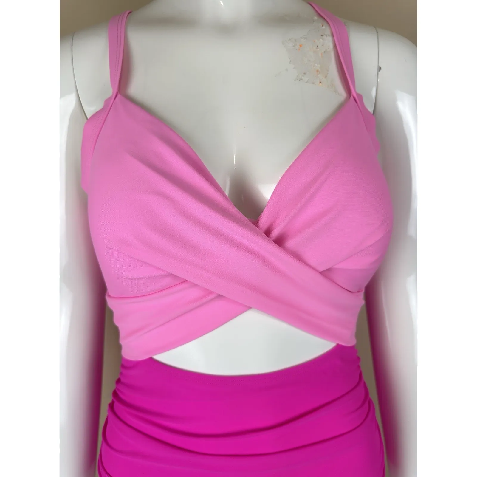 Eomenie Women's One Piece Swimsuits Tummy Control Cutout High Waisted Bathing S Pink - Image 3