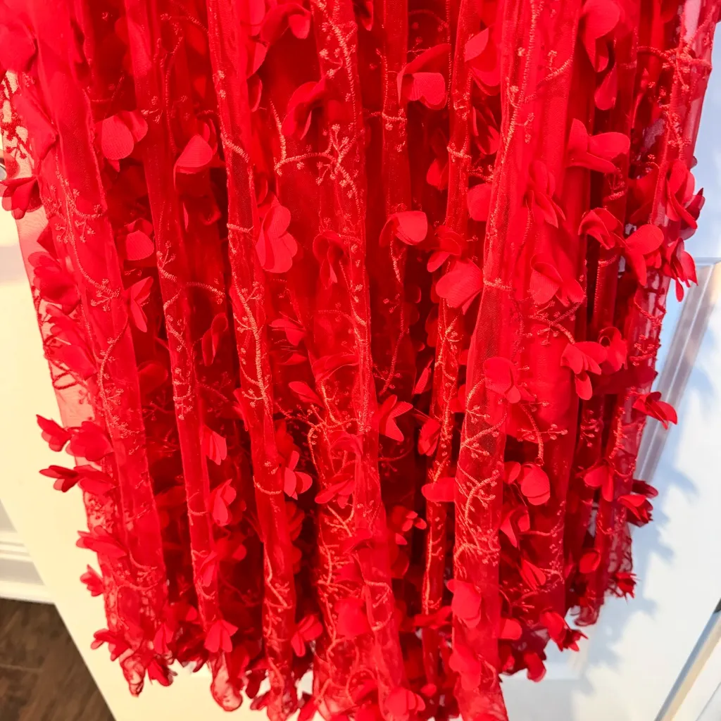 MILLY Joselyn Embroidered Midi 3D Tulle Dress | Size 6 - Image 4