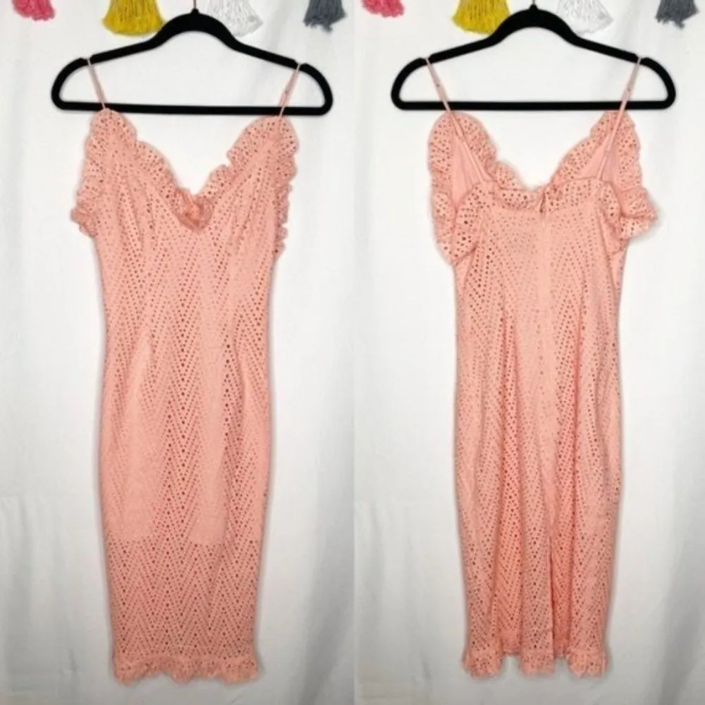 NWT Revolve C/MEO Collective Runaways Eyelet Midi Dress in Sherbet Size XS - Image 3