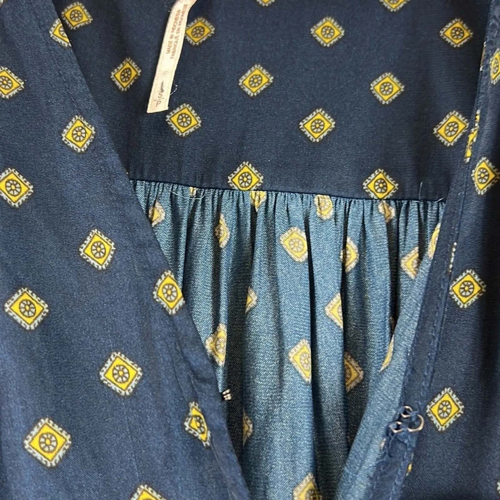 Free People Starry Dreams Tie Front Top Womens S Blue Cottagecore French Girl - Image 8