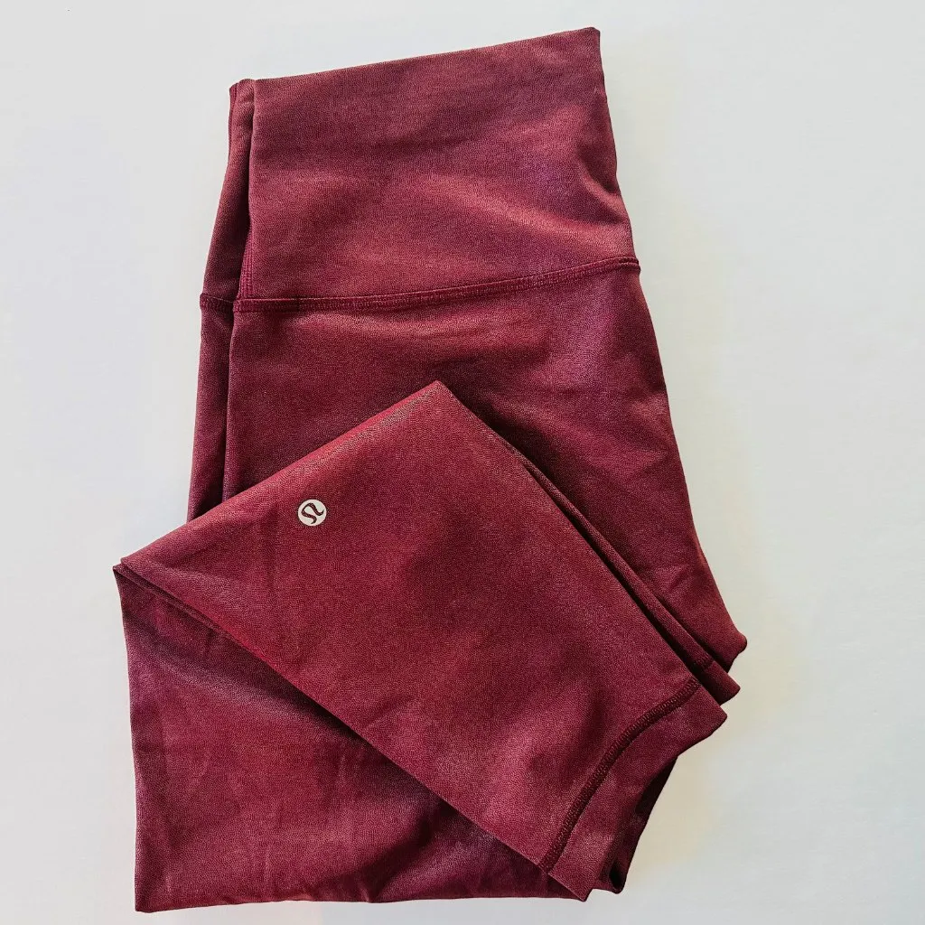 Lululemon Wunder Train High-Rise Tight 25" *Foil Radiate Red Merlot Size 10 $118 - Image 5