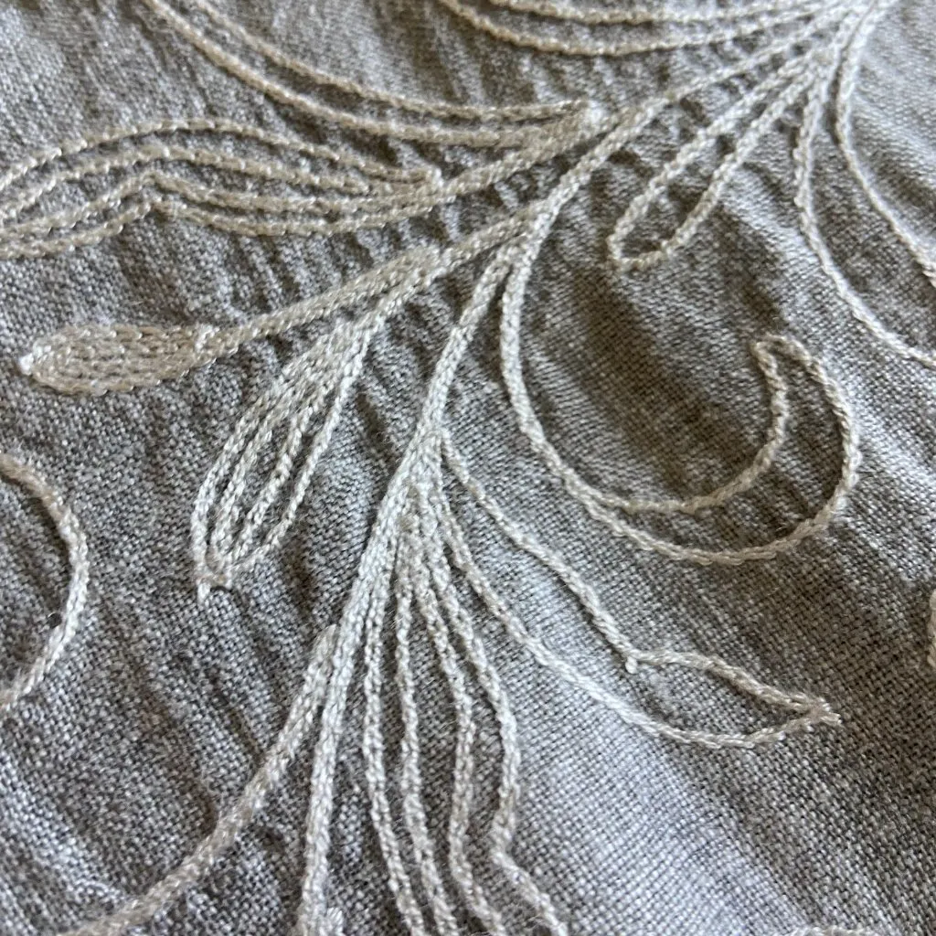 Lina Tomei 100% Linen Shift Dress Gray Embroidered Size M with pockets Lagenlook Size M - Image 7