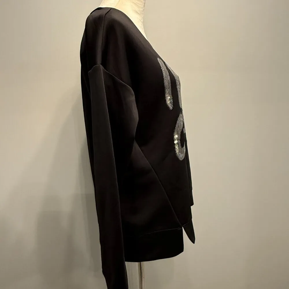 NEW Juicy Couture women's large Black Graphic Sequin INSTA GLAM Sweatshirt - Image 4