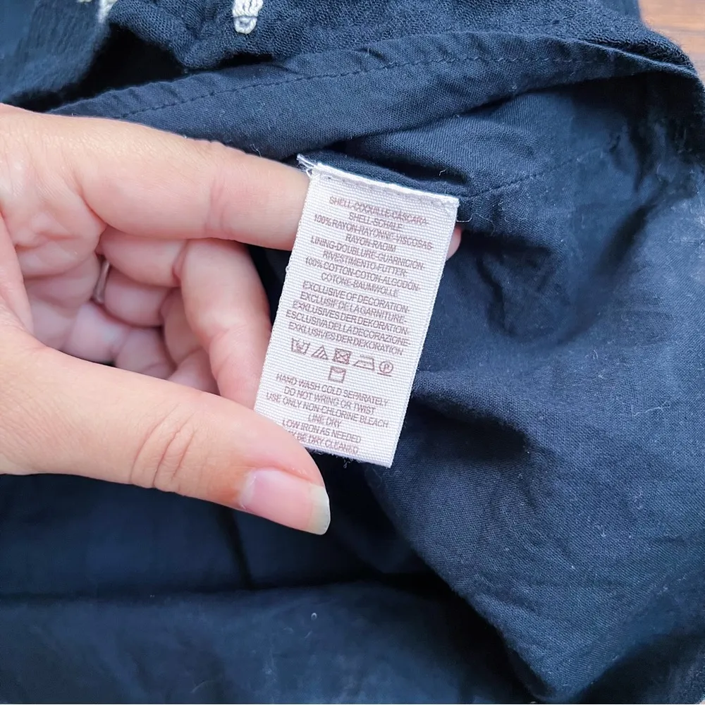 Free People • Embroidered Austin Mini Dress black cream floral flowy swing Emma - Image 11