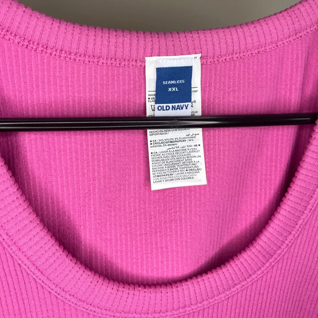 Old Navy Womens Plus Size XXL Pink Fitted Seamless Ribbed Tank Top Cropped Basic - Image 4