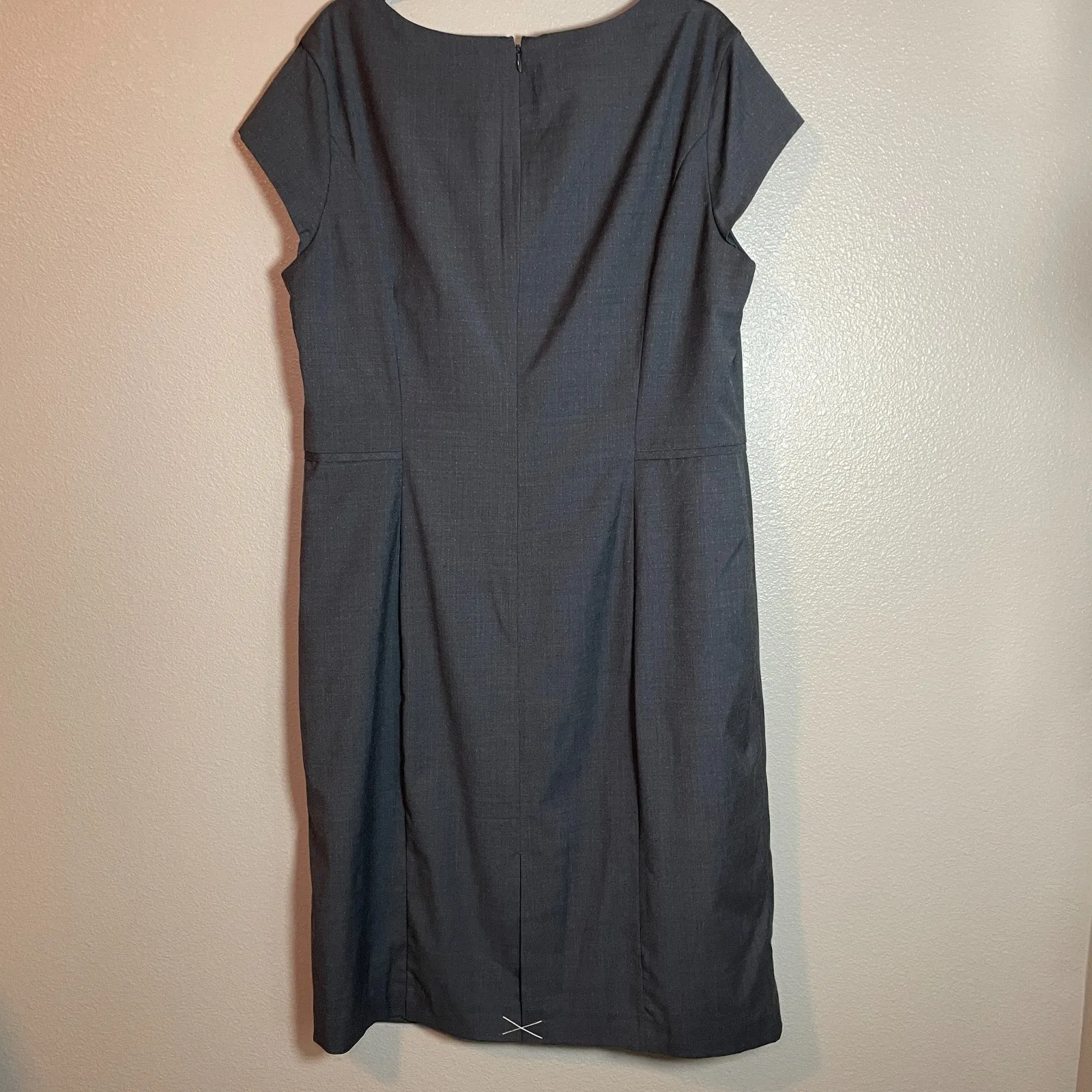 Long Tall Sally Dress Size US 16 Wool Blend Gray White Polka Dots Career Office - Image 6