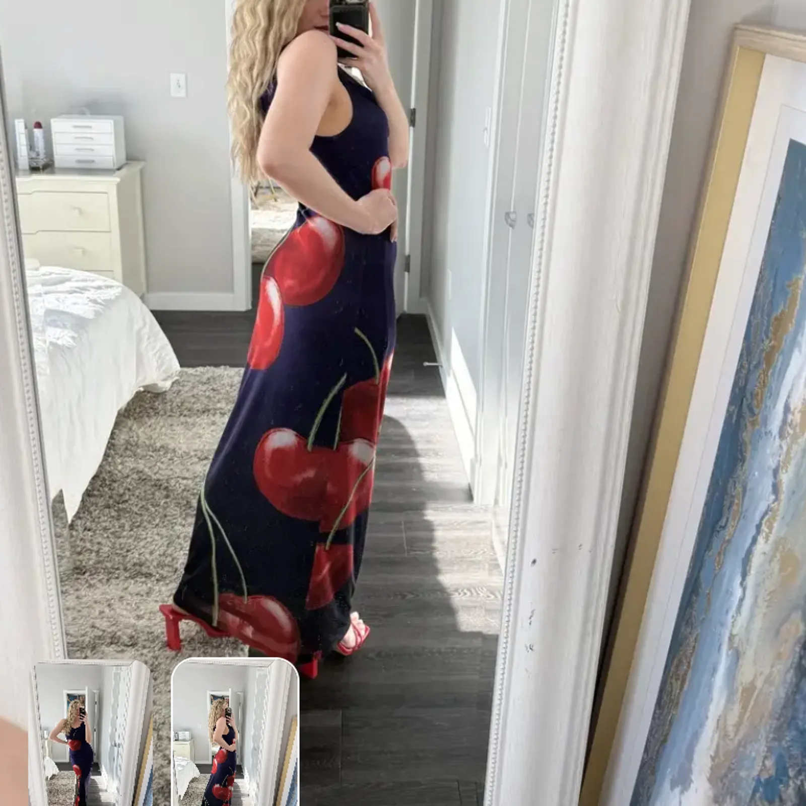 World Purple Cherry Mesh Maxi Dress XL Sleeveless Vacation Designer $400 - Image 7