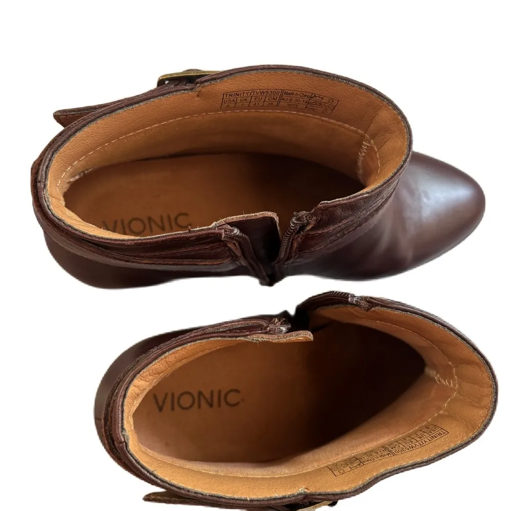 Vionic  Women's‎ Trinity Boots Chocolate Brown Leather Size 9 Booties Ankle Boot - Image 8