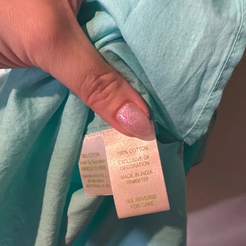 Lilly Pulitzer Turquoise dress/swim coverup with White Detailing sz M - Image 3