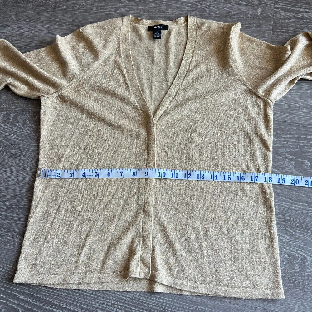 Alfani Shirt Womens Large Silk Blend Metallic Hidden Button Up - Image 6