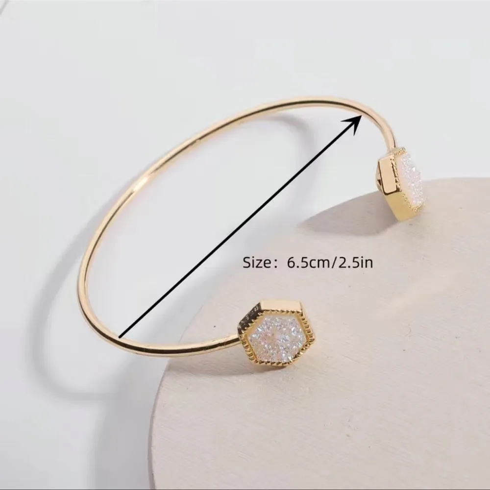 New, 14K Gold Plated, Druzy Bracelet - Image 2