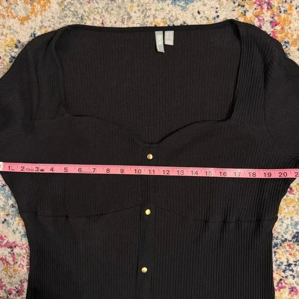 ASOS Black Maxi Dress With Square/Sweetheart  Neckline & Slits Women’s Size 16 - Image 11