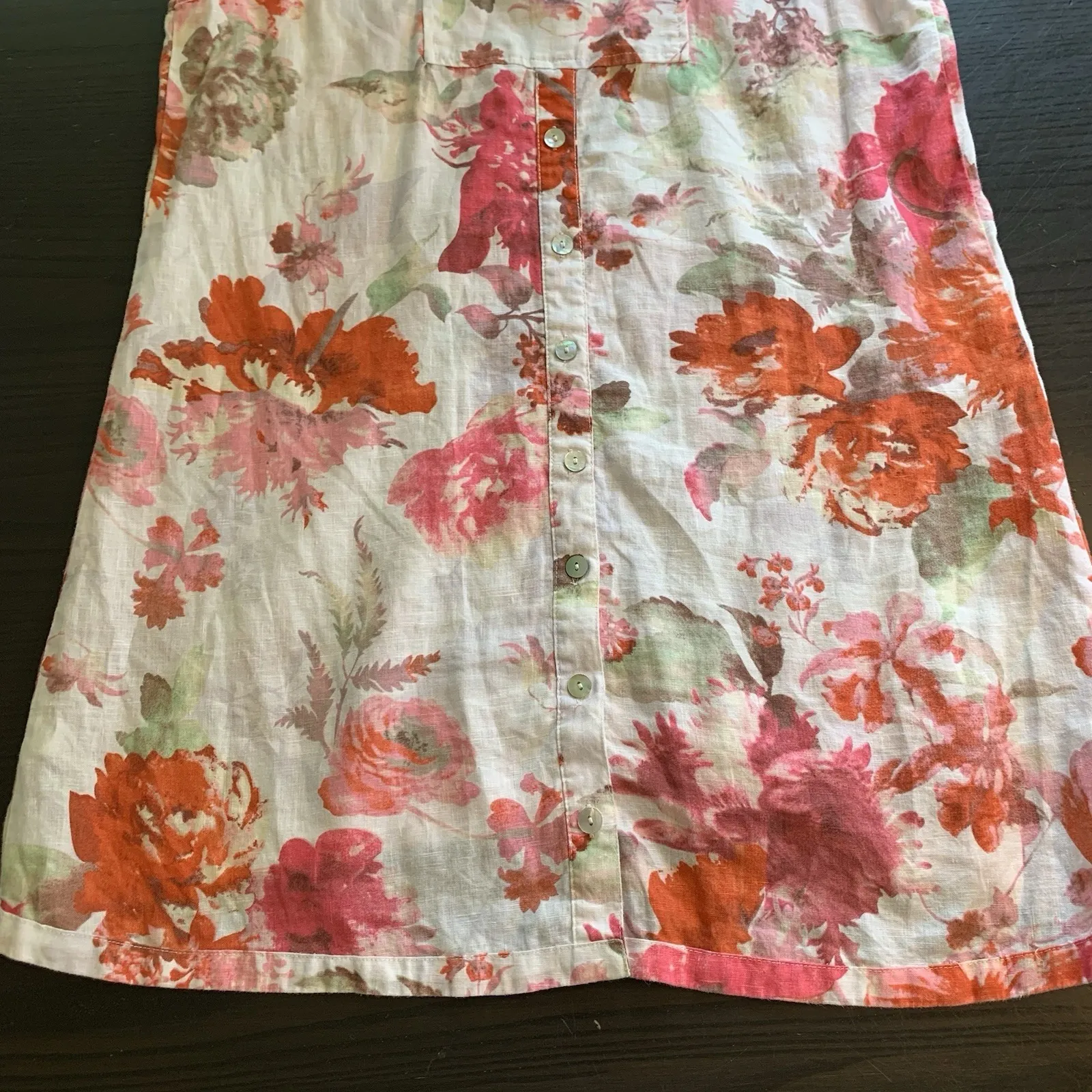 Soft Surroundings Garden Party Floral Linen Hooded Sleeveless Tunic‎ Blouse Med - Image 9