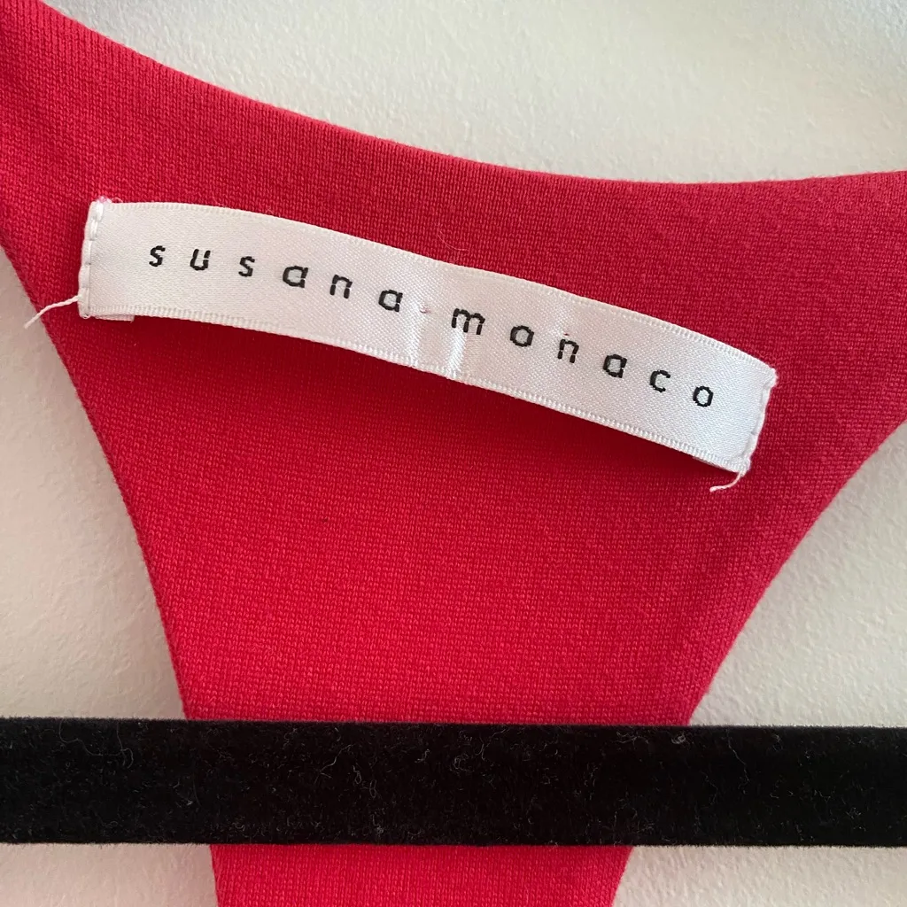 Susana Monaco Red Scoop Neck Racerback Mini Dress With Shelf-Bra Size XS - Image 3