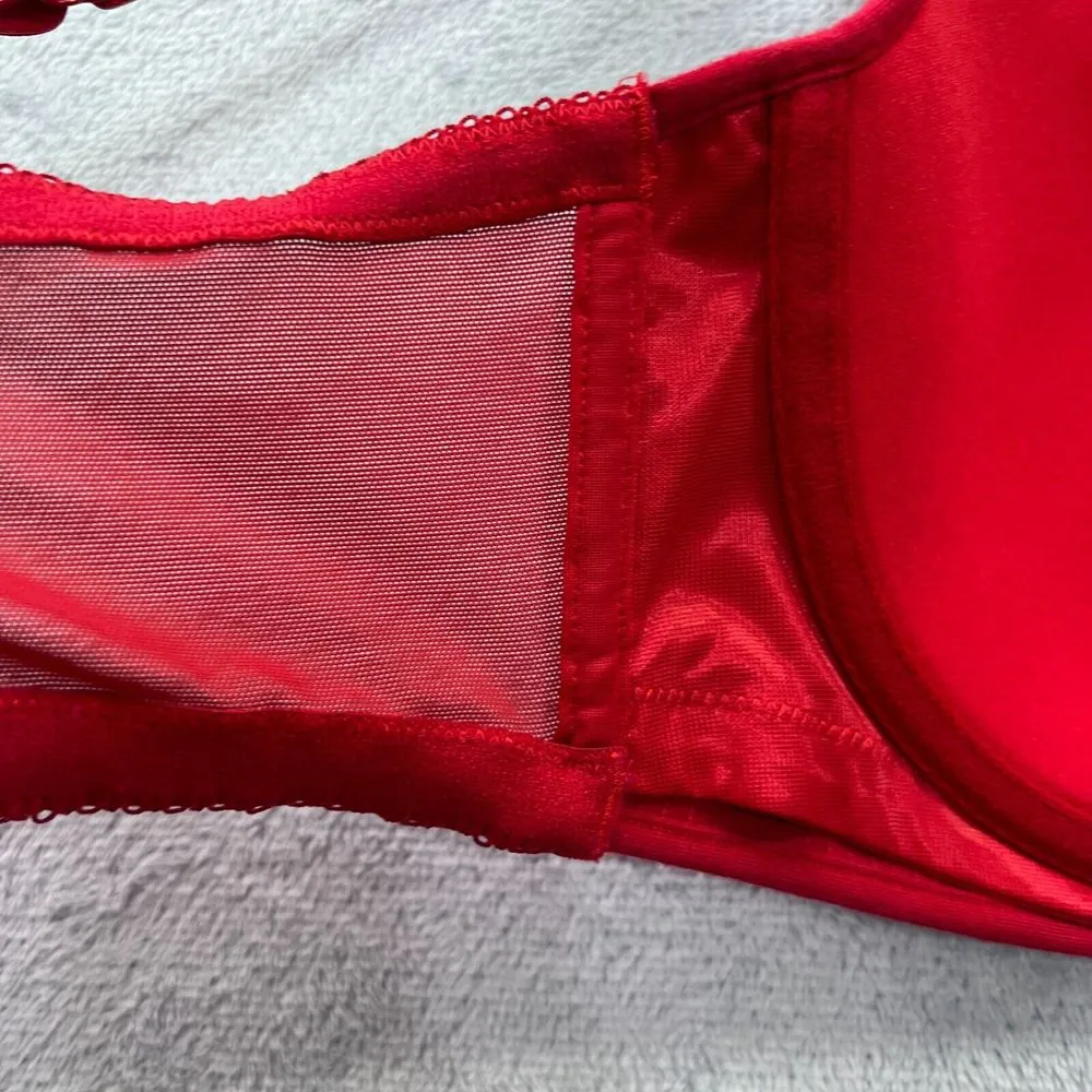 Cacique Bra Womens 44DD Red Sequin Bralette Wireless Padded Intimates Lingerie - Image 9