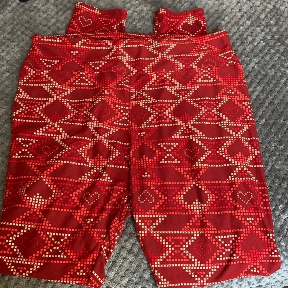 Lularoe Red Leggings TC EUC #6214 - Image 2