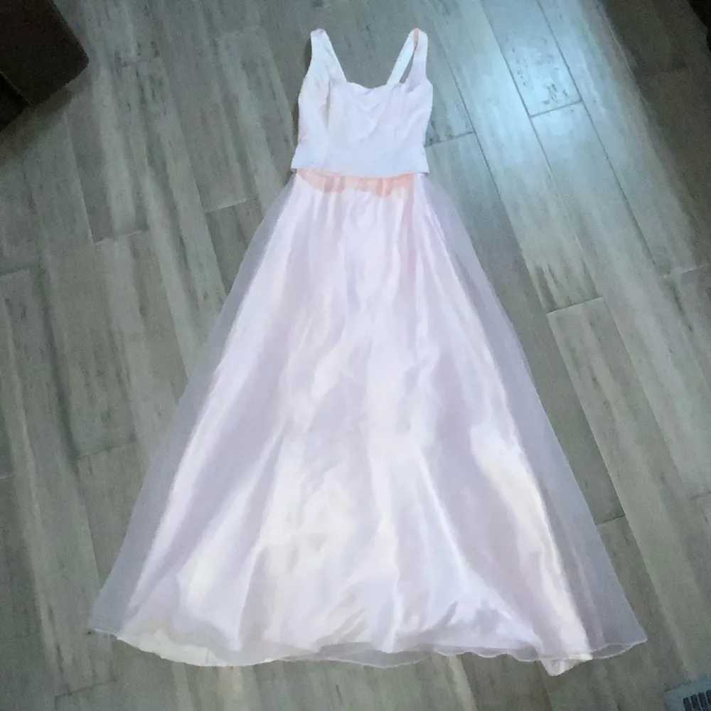 VTG Cache Pink Floral Corset Lace Up Back Chiffon Satin Tulle Formal Prom Gown 4 - Image 7