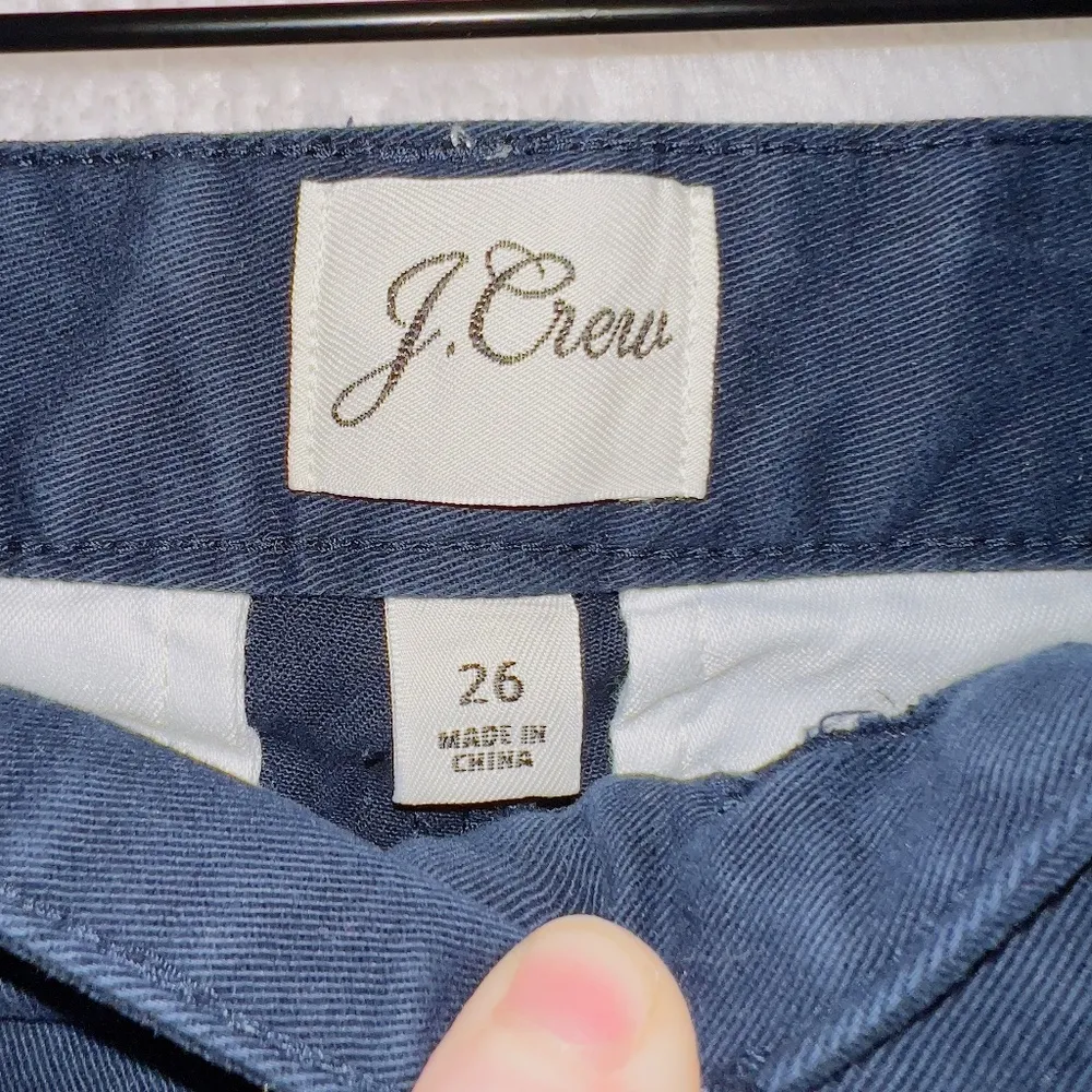 J. Crew AB649 Vintage Straight Navy Blue Polka Dot Wig Waisted Stretch Pants 26 - Image 3
