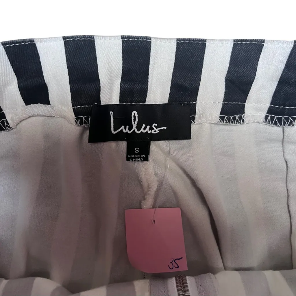 Lulus Aptitude Black and White Striped Zip-Front Cropped Skinny Jeans Sz Small - Image 12