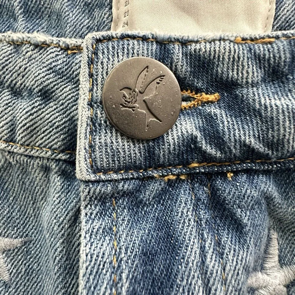 NWT One Teaspoon 27 Denim Shorts Mid Waist Bandits Pacific Star embroidered - Image 7