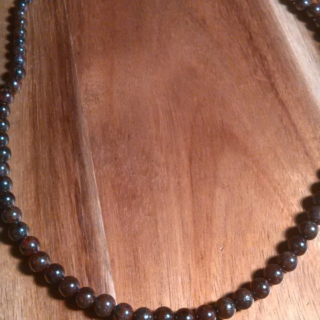 Mozambique Garnet Stainless Steel Beaded Necklace - Image 4