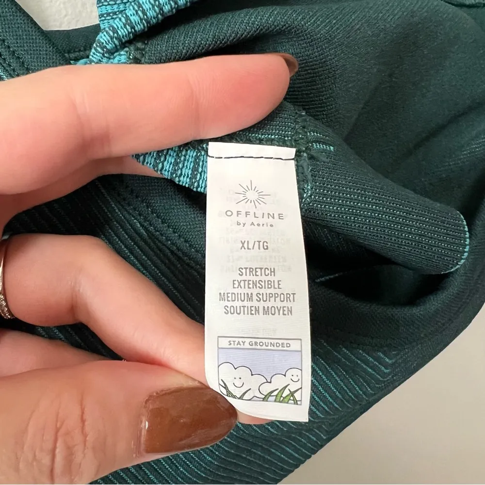 OFFLINE By Aerie Seamless Two Tone Sports Bra Deep Forest Green Size XL New - Image 10