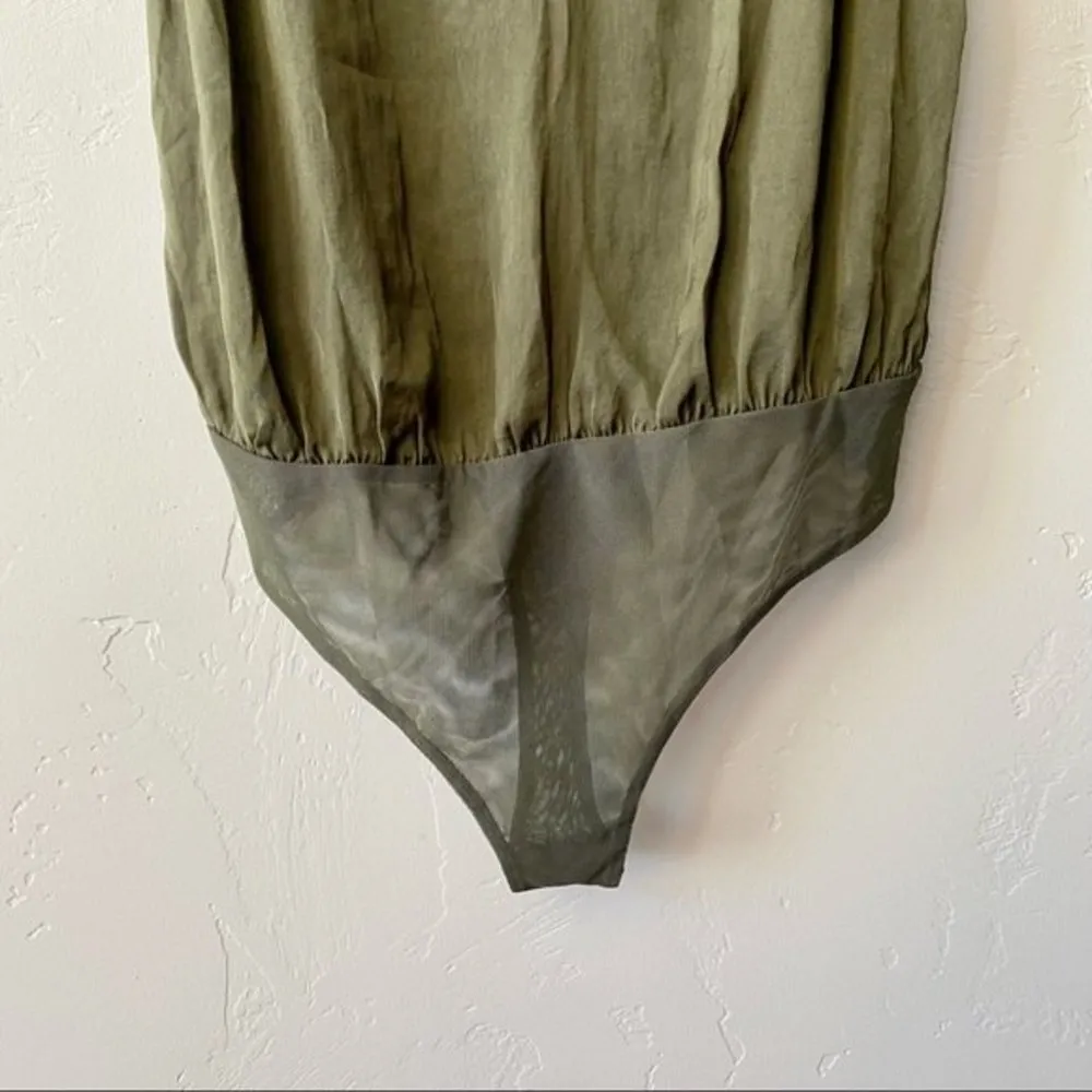 Socialite Women’s Lace Trim Satin Bodysuit Green NWT - Image 11