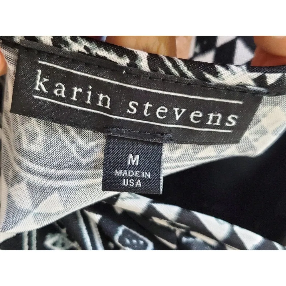 Karin Stevens Women's Black & White Scoop Neck Sleeveless Long Maxi Dress Medium - Image 6