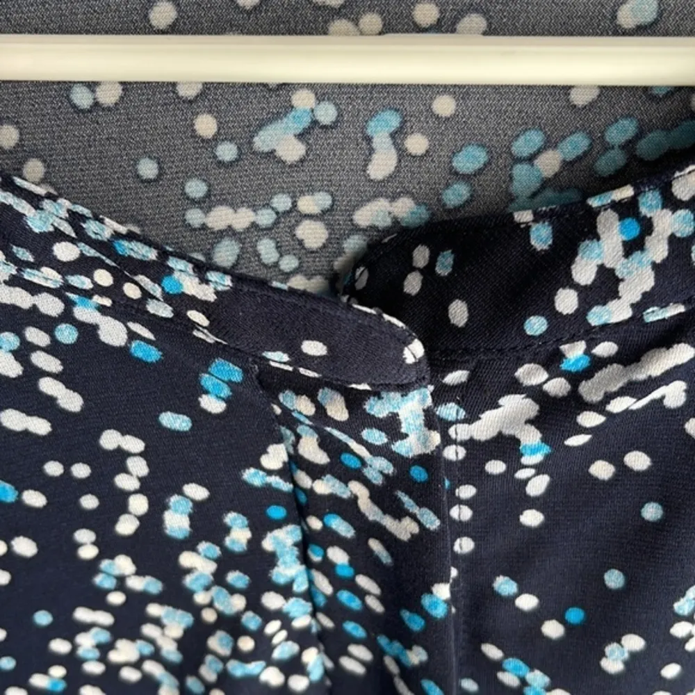 Croft & Barrow Navy Teal Black Dotted L/S Blouse XXL EUC #5660 - Image 3