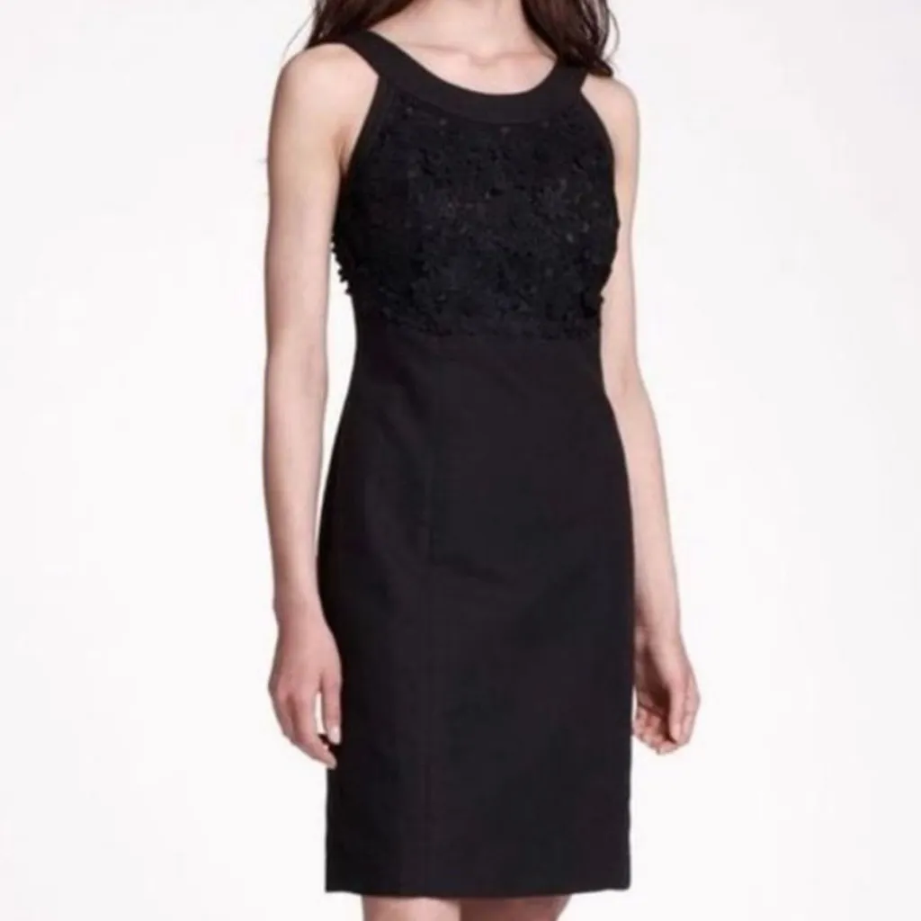 Anthropologie Postmark Oleander Floral Lace Black Linen blend halter dress sz 6 - Image 5