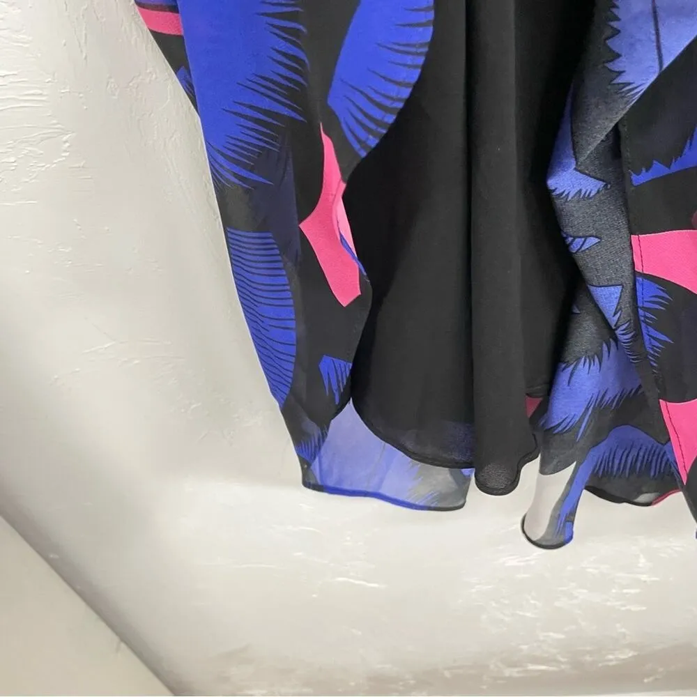 Boutique Blue & Pink Long Sleeve Peter Pan Collar Maxi Dress Womens XL Sheer - Image 10