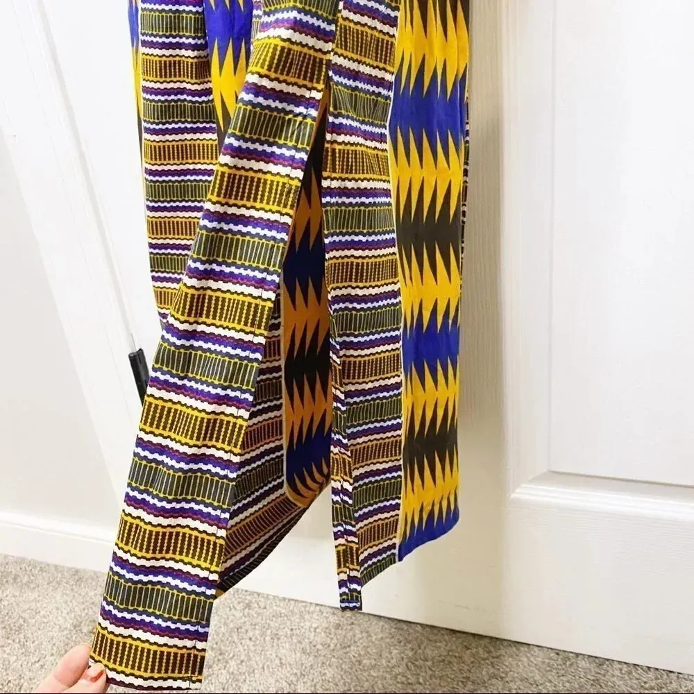 AFRICAN PRINT Off‎ Shoulder Midi Dress Size Small Yellow - Image 4