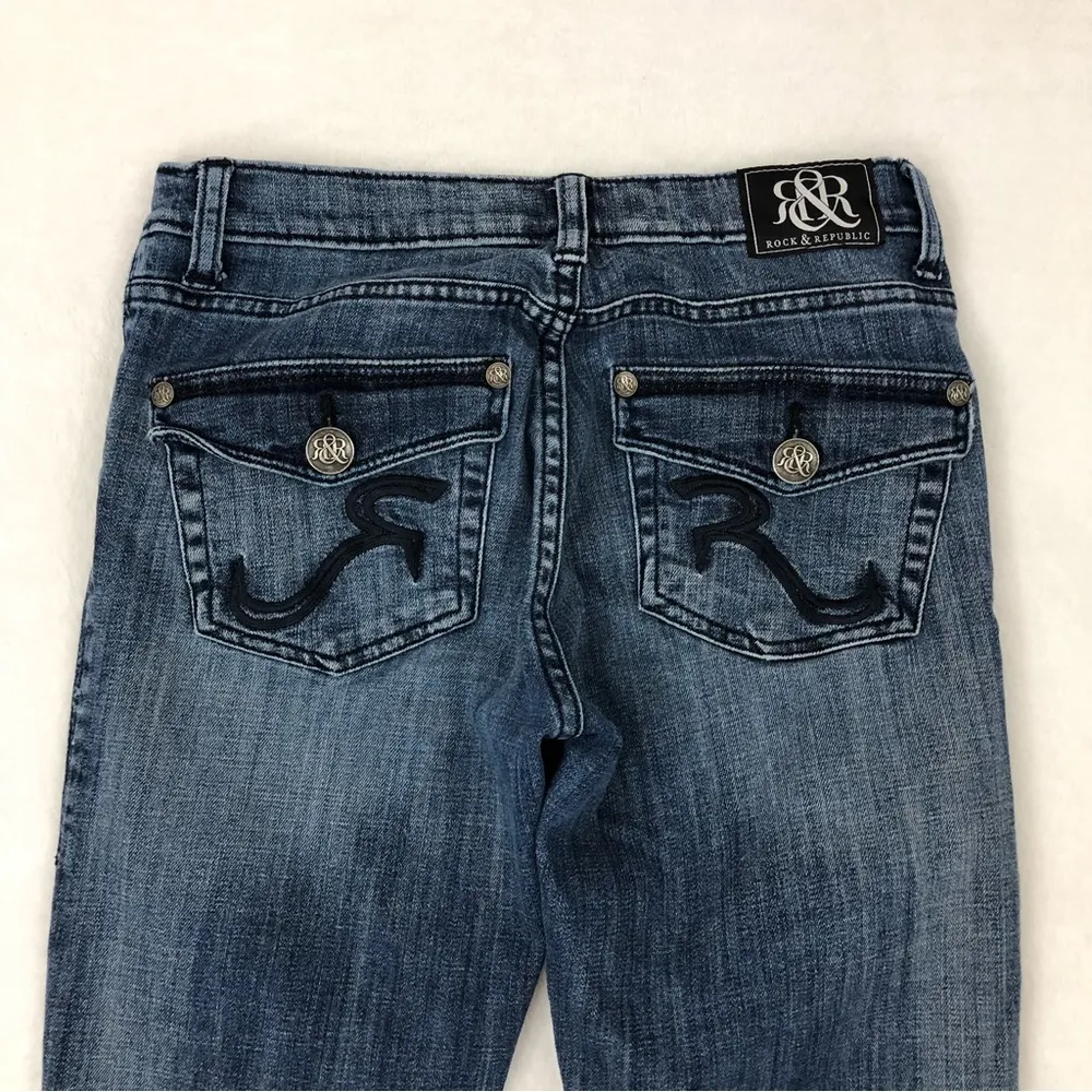 Rock & Republic Casual Dark Blue Denim Straight Leg Jeans Pants Women’s Size 4 - Image 7