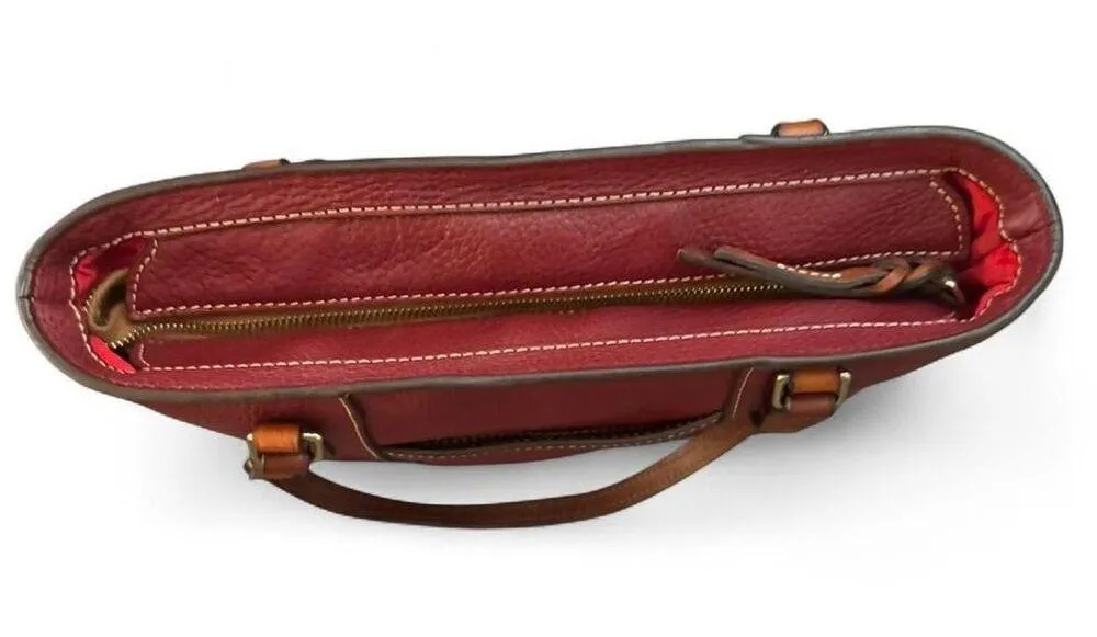 Dooney & Bourke Lexington Pebble grain Leather Maroon and brown Leather Zip Tote - Image 3