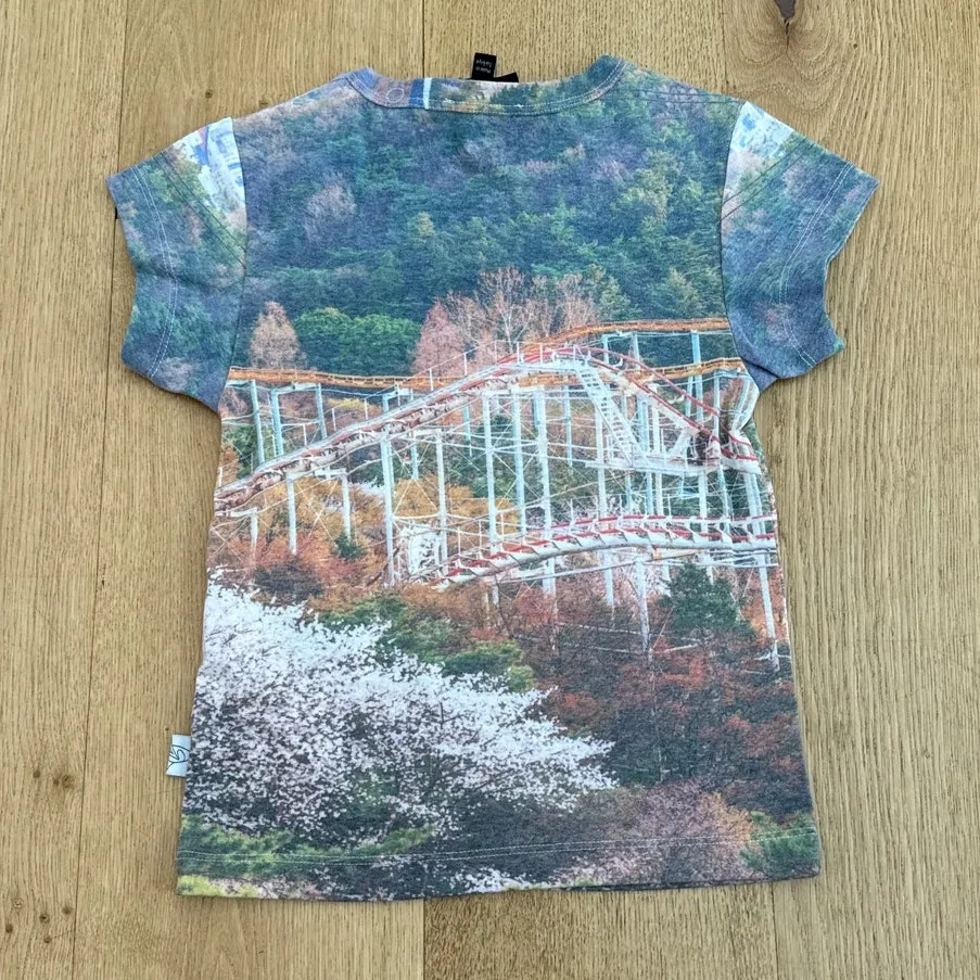 Basic Pleasure Mode Tee Rollercoaster Print Size 6 Blue Green - Image 3