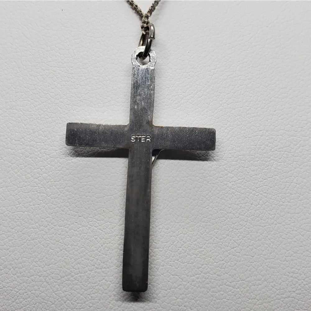 Sterling Silver Necklace & Crucifix Pendant Silver - Image 3