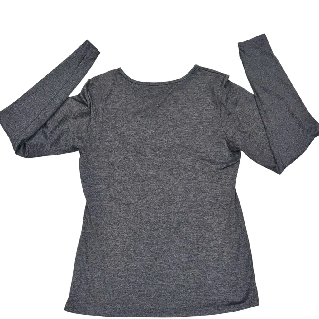 Quince Charcoal Gray Ultra Soft Fitted Long Sleeve Crewneck Top Shirt size Large - Image 6