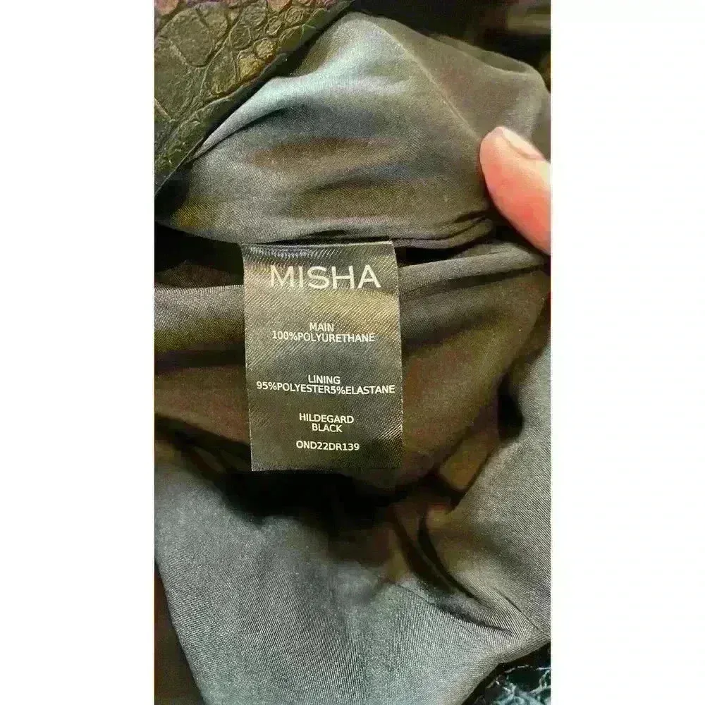 NWT Misha Hildegard Croc Embossed Faux Leather Mini Dress, size 6 Black - Image 11