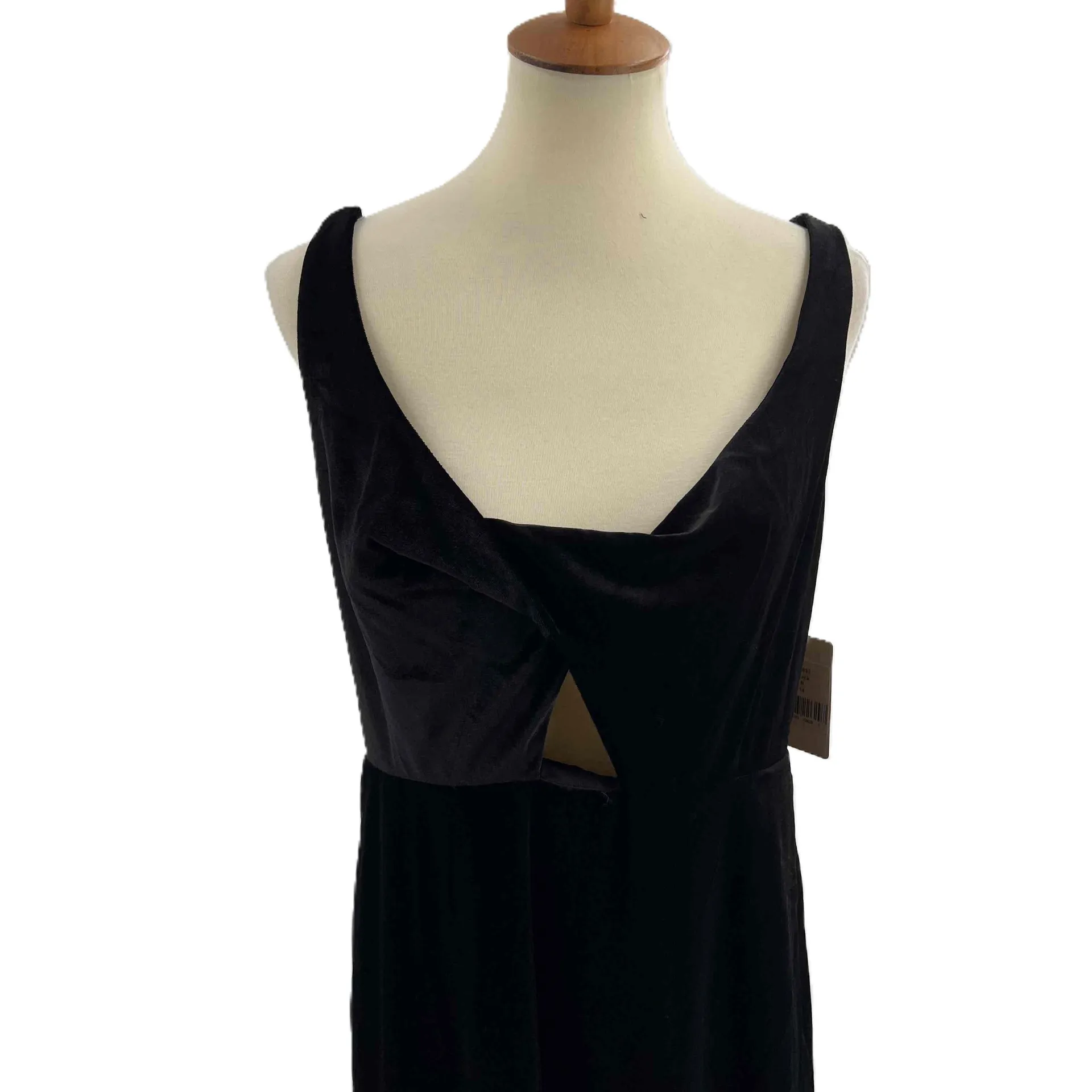 Lovely Floor Length Black Velvet Sleeveless Maxi Peekaboo Cutout New Size 14‎ - Image 2
