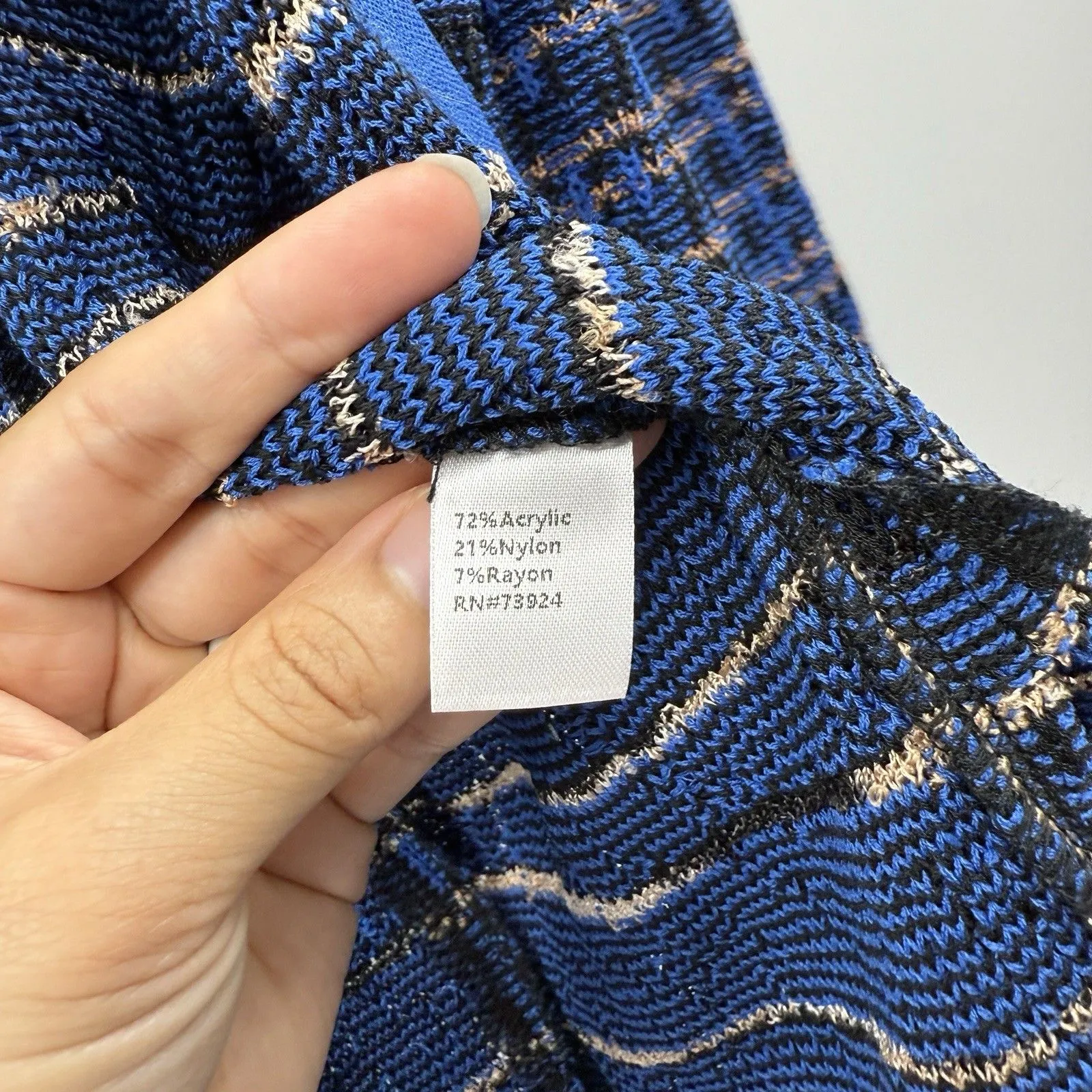 Misook Womens Cardigan Jacket Blue Knit Tweed Chain Pocket Old Money Academia - Image 7