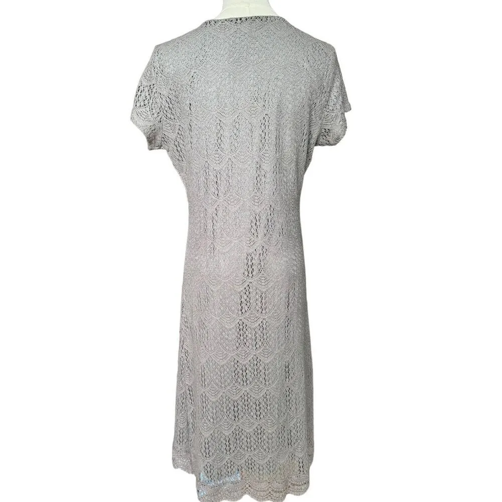 NWT Downeast Peaceful Embroidered Scalloped Dress frosty grey size large - Image 5