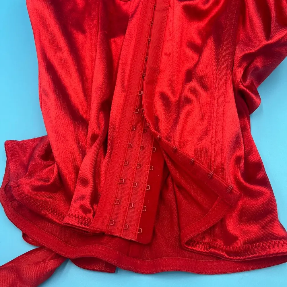 Gothic Bright Red Lace Up Adjustable Padded 3 Hook Corset Women's Size M Size M - Image 5