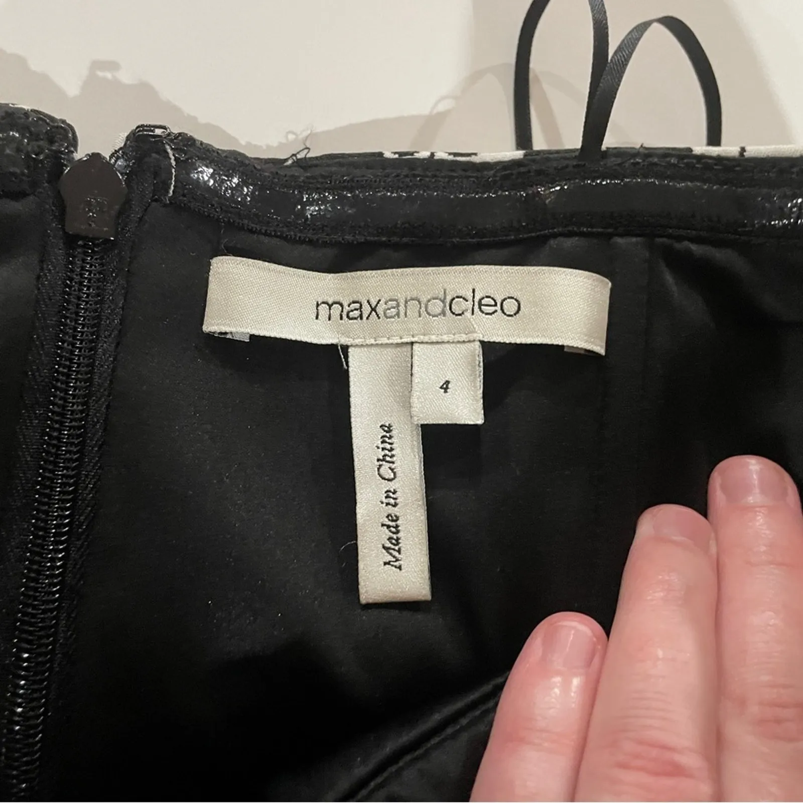 Max & Cleo Black & White Dot Print Belted Strapless Mini Dress Size 4‎ - Image 6